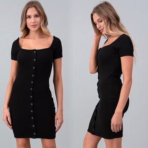 Heart Hips Black Ribbed Dress